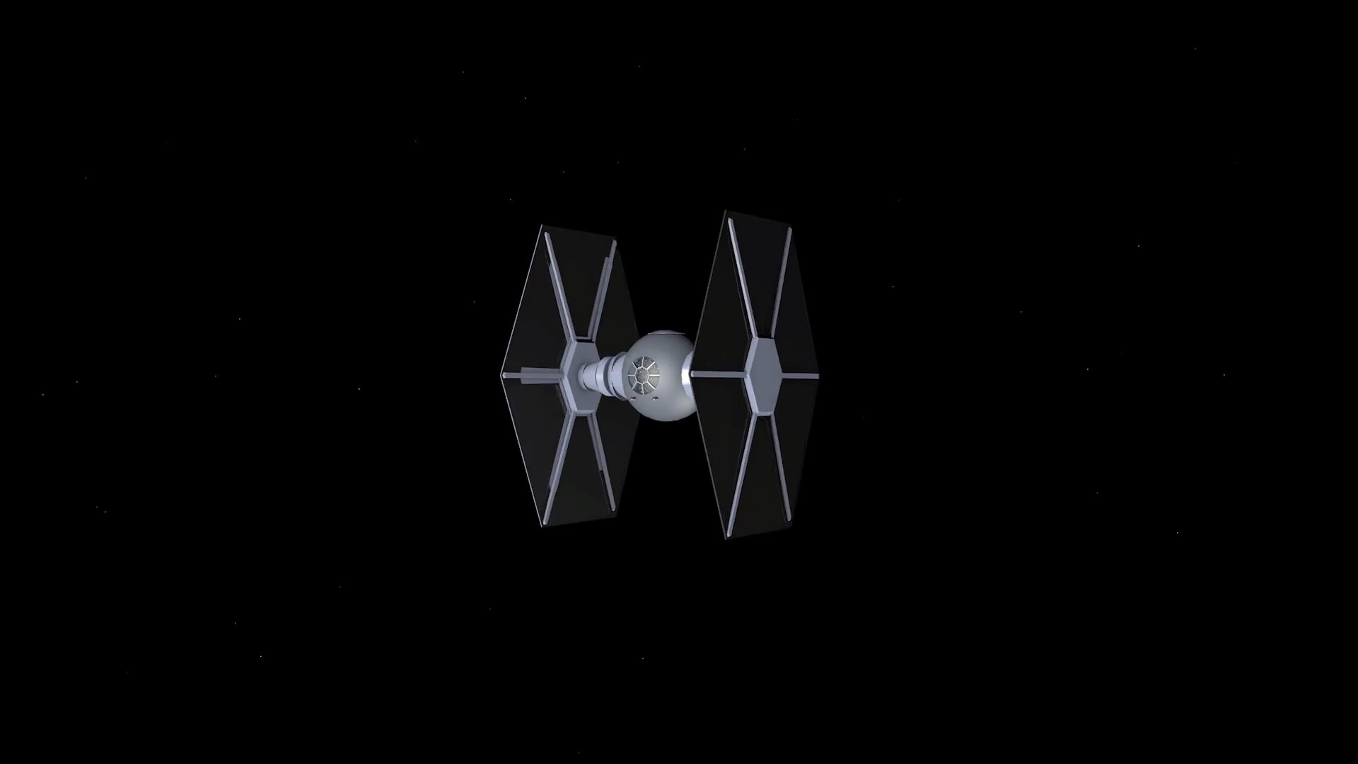 animation et modélisation 3D tie fighter, chasseur TIE, de Star Wars